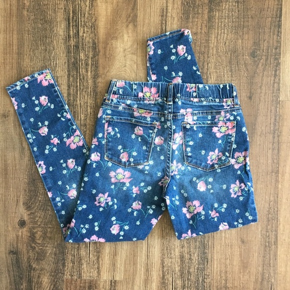 GAP Kids Floral Patterned stretch Jeggings Blue Jeans - Picture 3 of 5